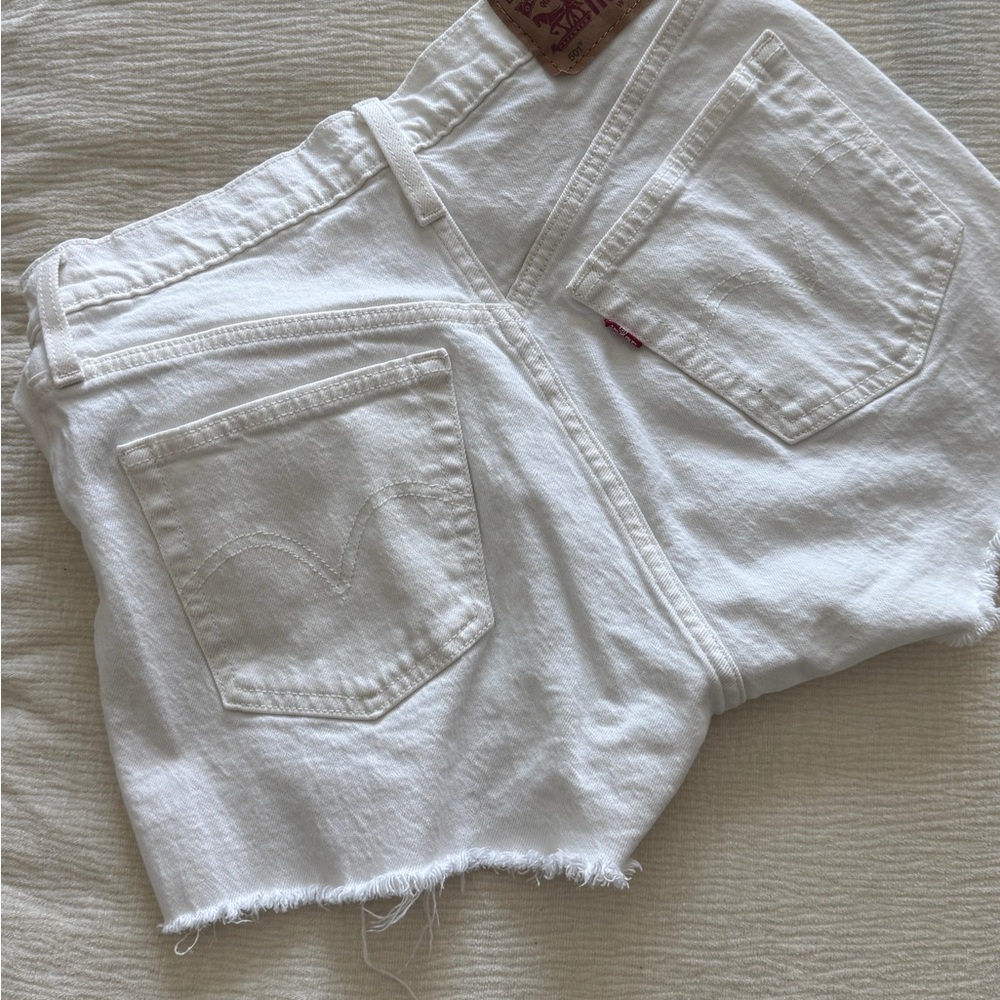 Levi's White Jean Shorts-501